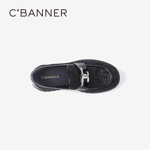 千百度复古新中式厚底乐福鞋女款秋季深口黑色小皮鞋增高A24453907 商品图2