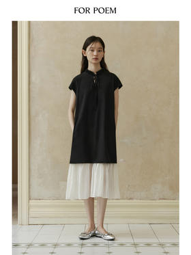 ForPoem 现货 24/SS原创设计新中式花朵系带醋酸拼接连衣裙