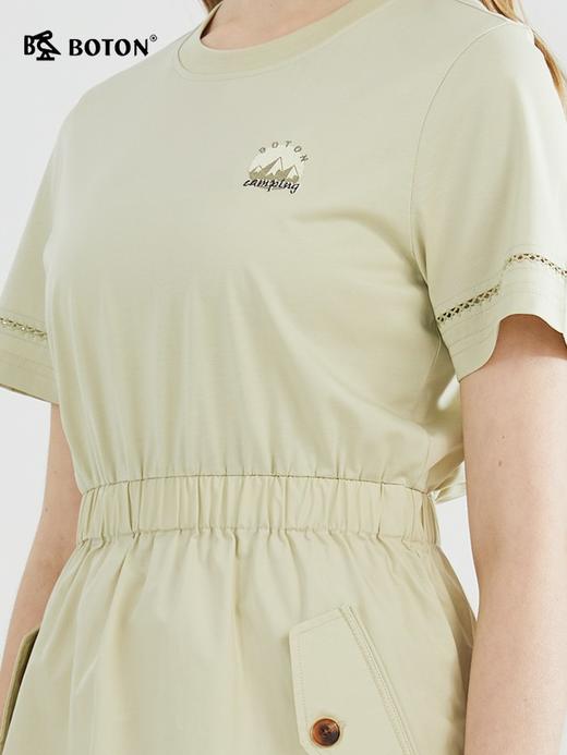 【束腰显瘦】波顿春夏女士草绿色连衣裙高端时尚修身休闲LD237223 商品图3