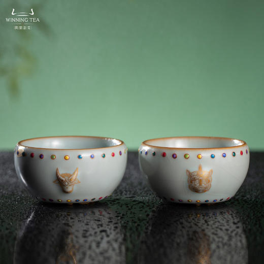 问鼎汝瓷天青七宝战鼓杯（虎首）（牛首）（缺货） 商品图0