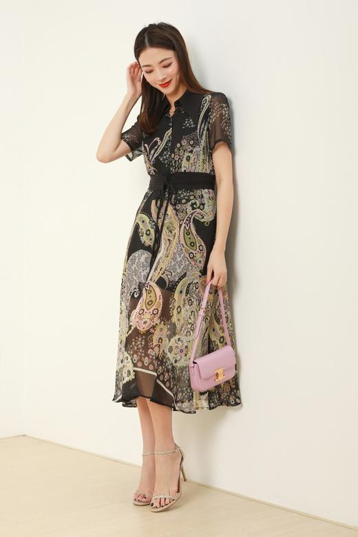 ELLA JADE 翻领收腰印花连衣裙 12771 商品图0