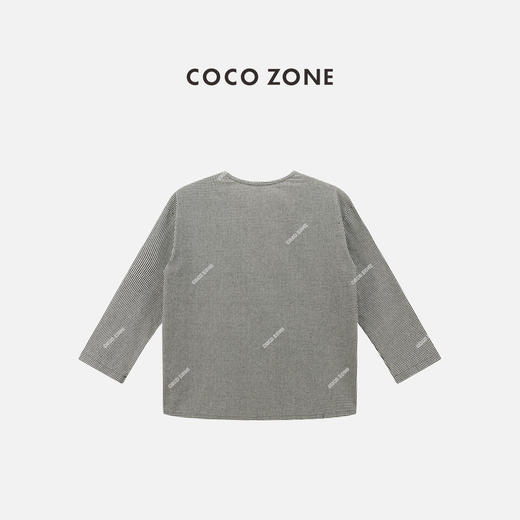 COCO ZONE "格系"复古格纹V领单排扣衬衫长袖休闲上衣CC2B1168 商品图1