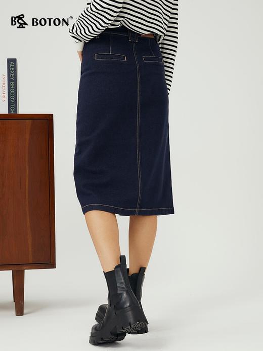 波顿高腰牛仔半身长裙女年秋季高端包臀美式复古休闲裙子LK220323 商品图3