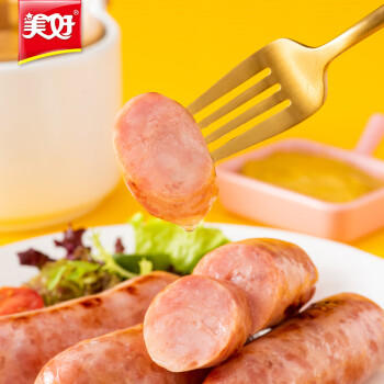 美好农家烤肠原味 700g/10根 早餐热狗香肠猪肉肠 烧烤空气炸锅食材 商品图1
