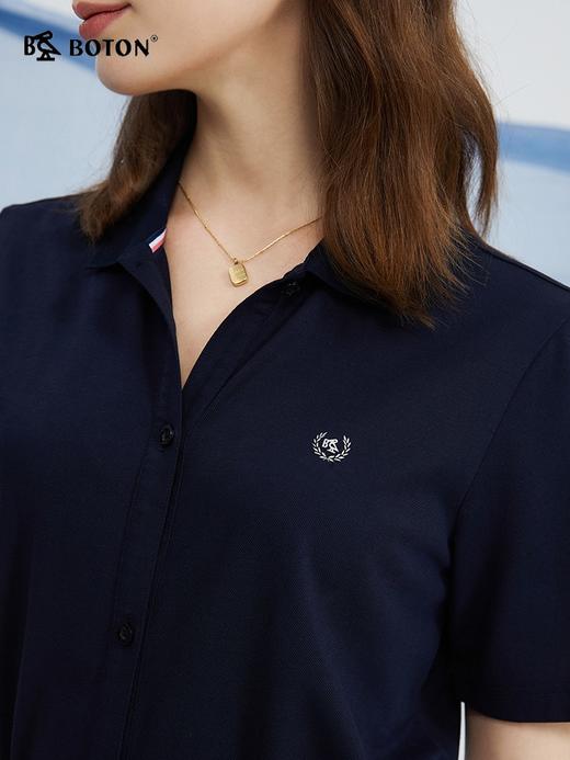 波顿女士春夏季天丝连衣裙高端时尚系带美式休闲翻领裙子LD255224 商品图2