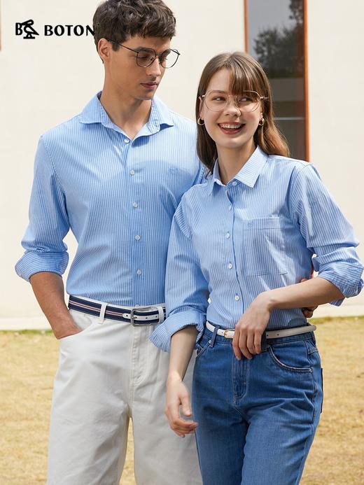 波顿男士春夏条纹长袖衬衫棉弹力舒适高端美式休闲衬衣MS035124 商品图1