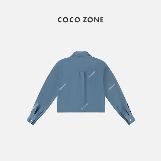 COCO ZONE 百搭长袖衬衣polo领刺绣正肩上衣 23C18997 商品图1