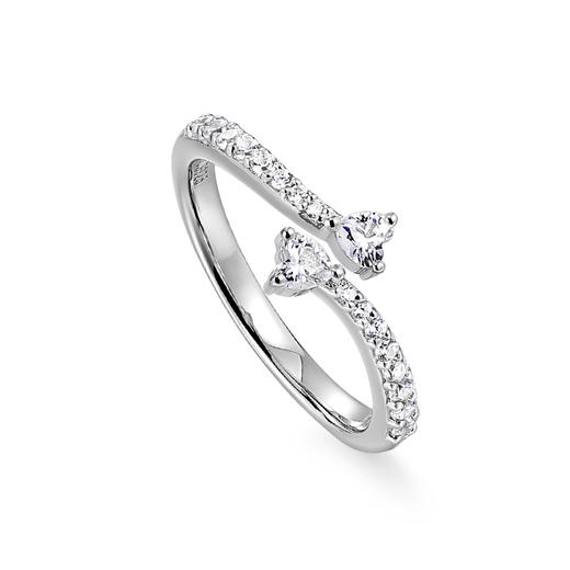 卡蒂罗/KADER 心心相印情侣对戒 925银经典爱心造型双向奔赴开口可调节一对 浪漫温柔恋爱氛围配饰 520礼盒女生 商品图1