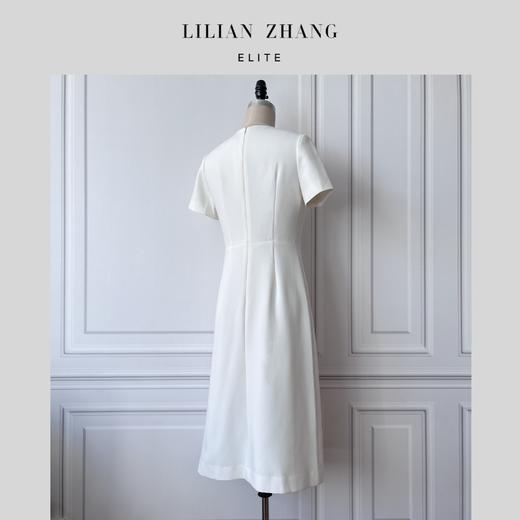 白月光—法式优雅—简约A字收腰圆领连衣裙、轻奢气质甜美   2201049 商品图4