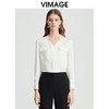 VIMAGE纬漫纪通勤OL气质V领直筒显瘦白色衬衫雪纺上衣秋新款VC2413402 商品缩略图3