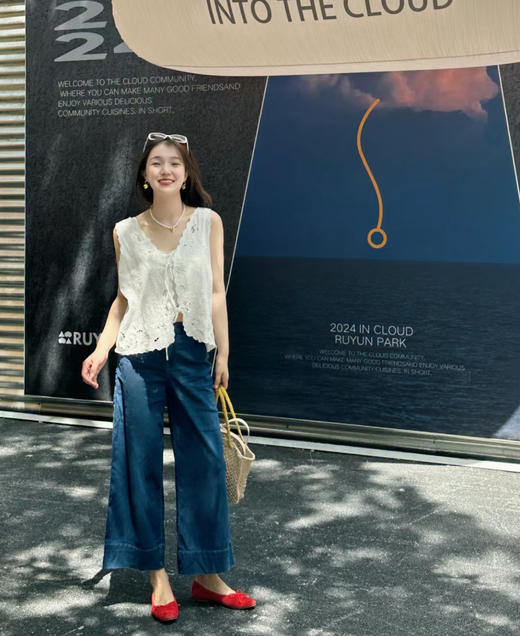 老米优品🎈篙端款！为夏日而生的，莱赛尔天丝牛仔裤《九分直筒微阔腿牛仔奶奶裤》巨舒服，显腿长 !  K240612A 商品图4