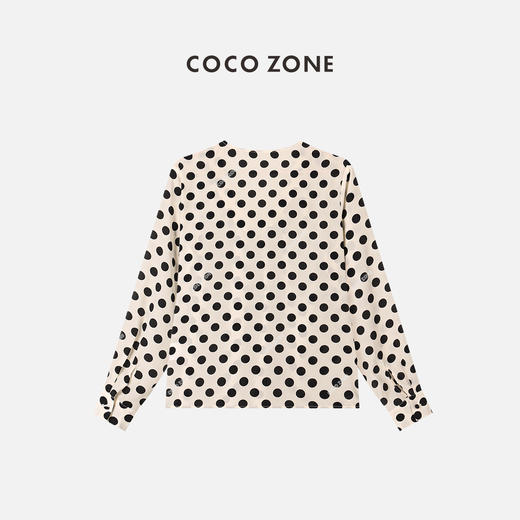 COCO ZONE 新款时尚百搭黑白波点长袖衬衣 23C18297 商品图1