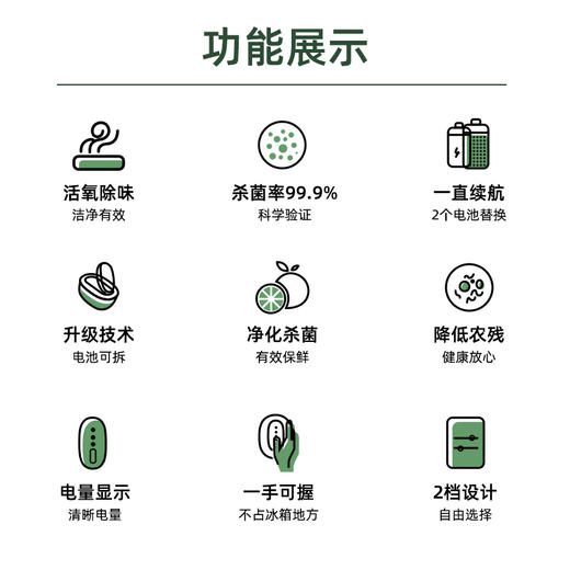 卡蛙 牛油果冰箱除味器KW-JH04  冰箱除味器 商品图3