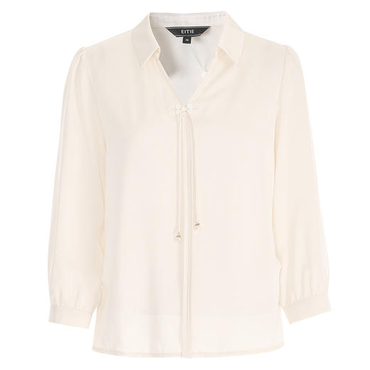 EITIE爱特爱精致盘扣V领显瘦舒适百搭通勤衬衫上衣秋新款C2413426 商品图6