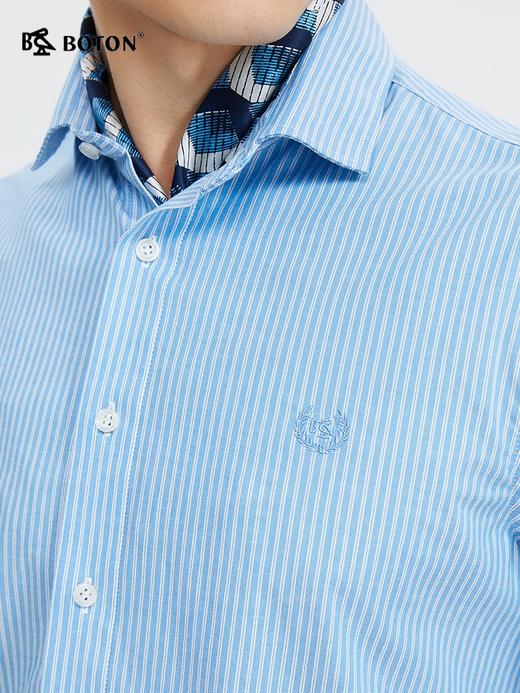 波顿男士春夏条纹长袖衬衫棉弹力舒适高端美式休闲衬衣MS035124 商品图3