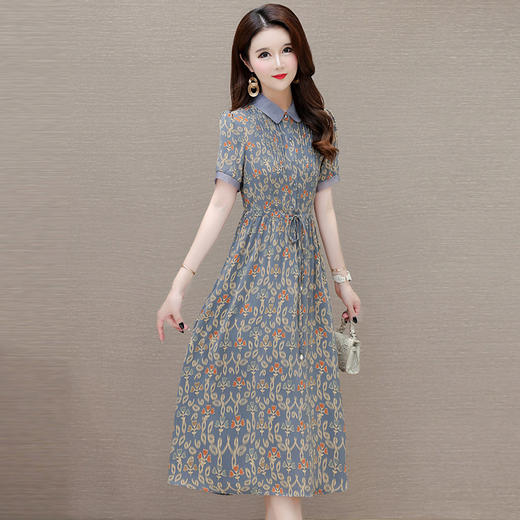 修身时尚A字裙，娃娃领短袖洋气显瘦连衣裙QYM-XQD-25B28179-L 商品图1