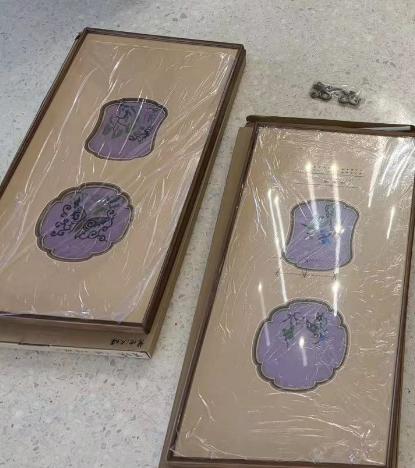 清代 刺绣花卉诗文(双窗) 商品图0