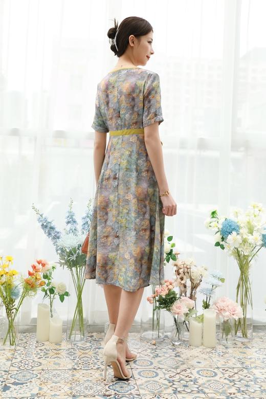 ELLA JADE 复古中国风系带碎花连衣裙 13065 商品图2