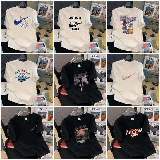 【情人节好礼！】夏季新款潮牌纯棉短袖T恤 潮牌男t恤 男士大码宽松圆领 印花韩版潮流上衣insT恤-QQ 商品图0