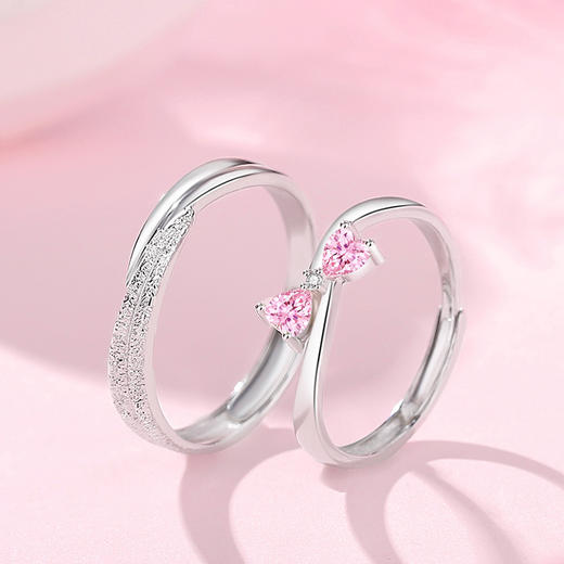 卡蒂罗/KADER 莫比乌斯系列 同心奔赴情侣对戒 925银经典粉色蝴蝶结可爱元气开口可调节一对 甜美浪漫 情人节送女友 商品图3
