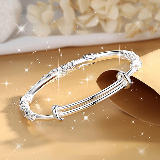 卡蒂罗/KADER 三生有杏系列 杏叶花手镯 999足银新中式杏叶造型可推拉银镯 国风古典汉服优雅灵动配饰 生日妈妈礼盒 商品图2