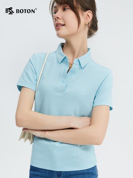 凉感科技波顿春夏季女士POLO衫透气舒适短袖高端美式休闲上衣LT319224 商品图1