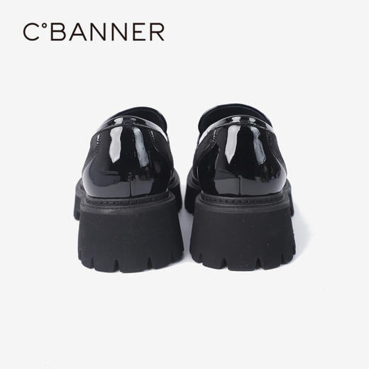 千百度复古新中式厚底乐福鞋女款秋季深口黑色小皮鞋增高A24453907 商品图5