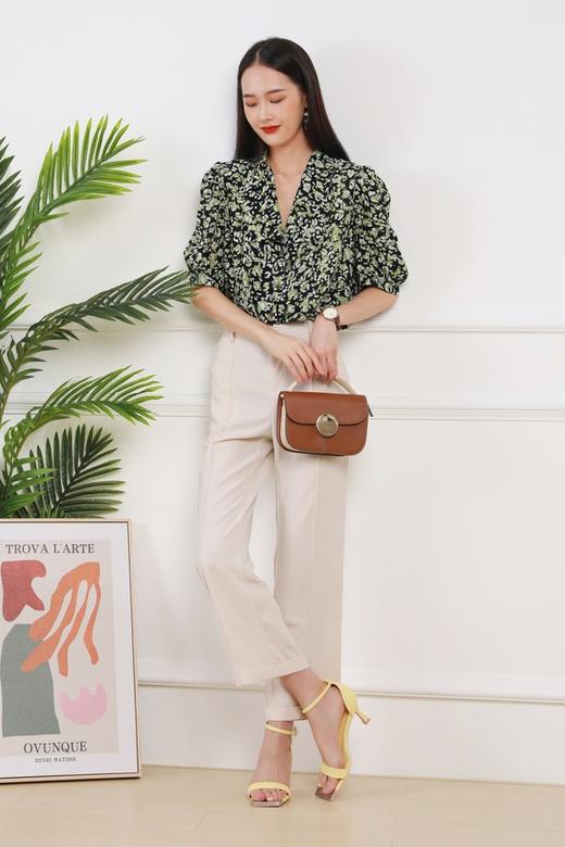 Le Malene 法式翻领碎花泡泡袖衬衫 12933 商品图5