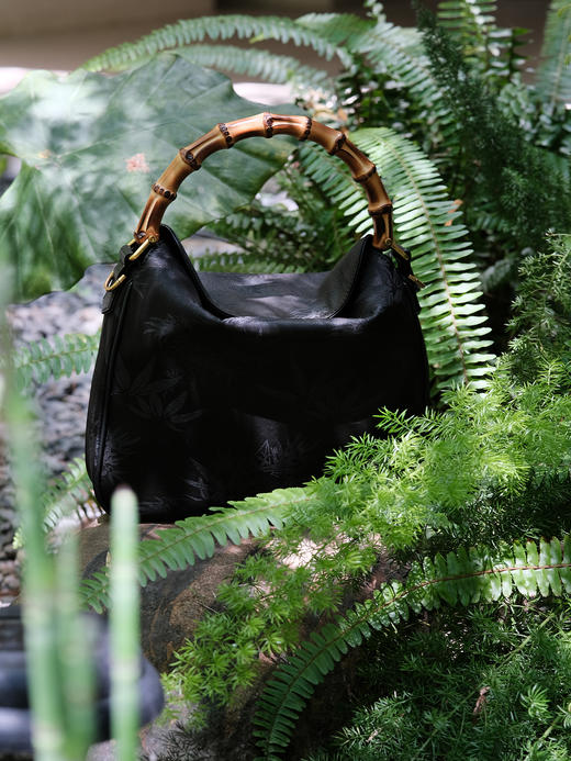 盛唐婧 |真丝香云纱竹叶纹竹节手提包（特价品.特殊商品不退不换) 商品图3