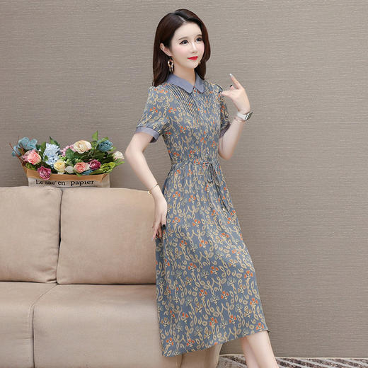 修身时尚A字裙，娃娃领短袖洋气显瘦连衣裙QYM-XQD-25B28179-L 商品图2