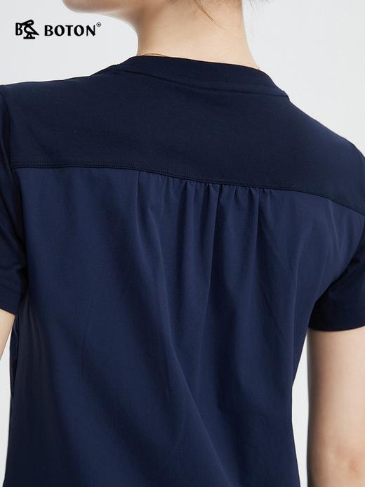波顿春夏季冰丝抗皱女士圆领t恤高端美式休闲短袖上衣LT318224 商品图4