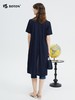 波顿女士春夏季天丝连衣裙高端时尚系带美式休闲翻领裙子LD255224 商品缩略图1