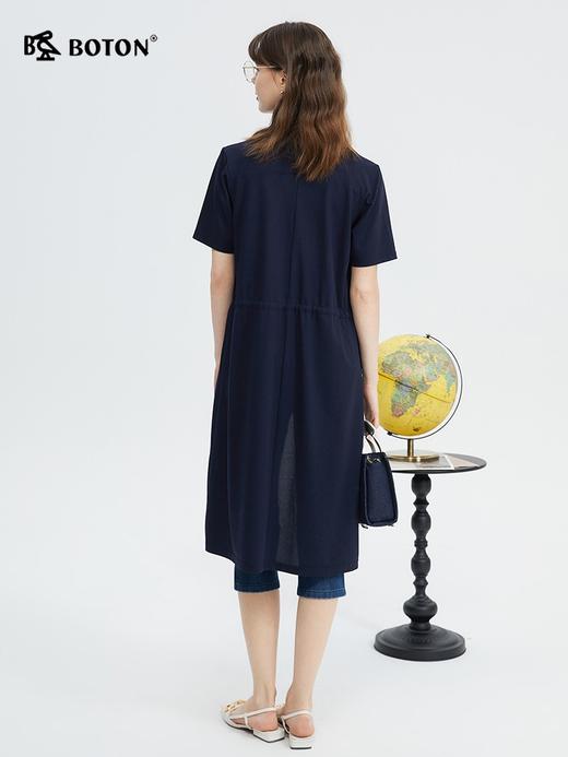 波顿女士春夏季天丝连衣裙高端时尚系带美式休闲翻领裙子LD255224 商品图1