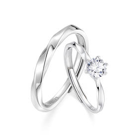 卡蒂罗/KADER 莫比乌斯系列 邂逅情侣对戒 925银经典造型时尚轻奢设计开口可调节一对 简约大气百搭精致 送女生 520