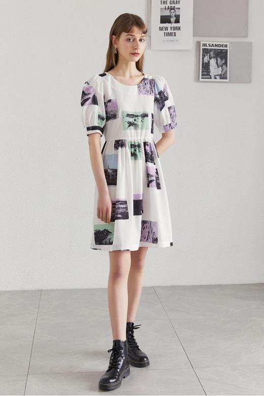 Y.SING衣香丽影 泡泡袖印花连衣裙 12470 商品图0