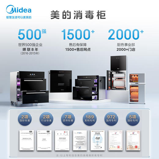 美的（Midea）消毒柜嵌入式家用 厨房餐具碗柜碗筷茶杯茶具刀具消毒一体机 180L三层大升数200Q11银河 商品图6