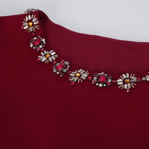 RF8F2斯尔丽2024新款精致奢华钉珠礼服圆领收腰大方贵气十足宴会连衣裙 商品图4