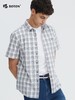 波顿男士春夏短袖灰蓝色格子衬衫高端美式休闲短袖衬衣MS036224 商品缩略图1