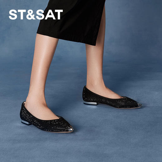 星期六金属尖头气质闪钻单鞋SSC111101Y 商品图3