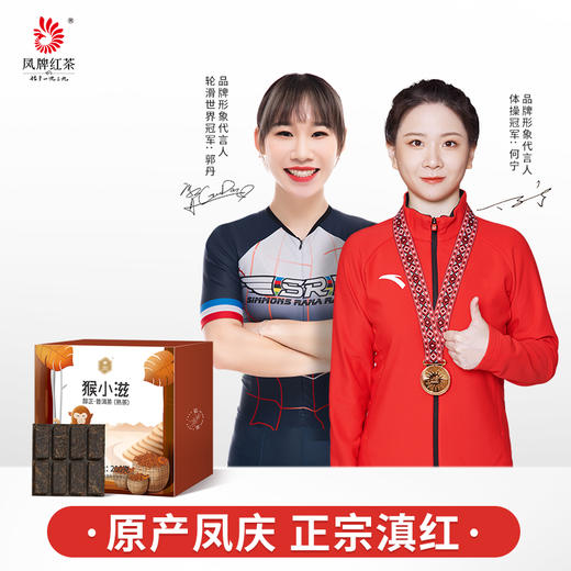 凤牌红茶云南凤庆滇红茶猴小滋醇正200g普洱熟茶巧克力块普洱茶 商品图0