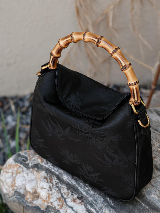 盛唐婧 |真丝香云纱竹叶纹竹节手提包（特价品.特殊商品不退不换) 商品图2