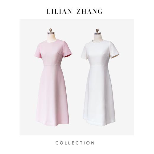 白月光—法式优雅—简约A字收腰圆领连衣裙、轻奢气质甜美   2201049 商品图0