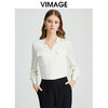 VIMAGE纬漫纪通勤OL气质V领直筒显瘦白色衬衫雪纺上衣秋新款VC2413402 商品缩略图4