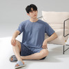  猫人男士短袖格纹蓝色家居服睡衣单套装KYM-5342 商品缩略图0