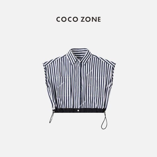 COCO ZONE 新款休闲时尚抽绳条纹衬衫上衣 23C29072 商品图0