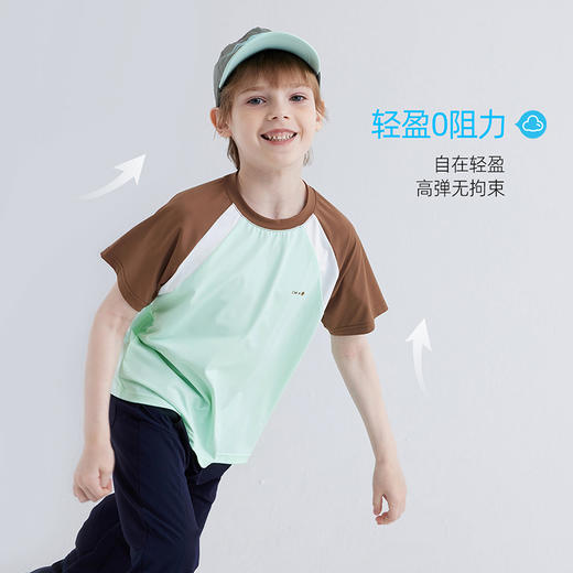 【凉感高倍防晒T UPF50+】儿童拼色凉感T恤 PXT2409 商品图3