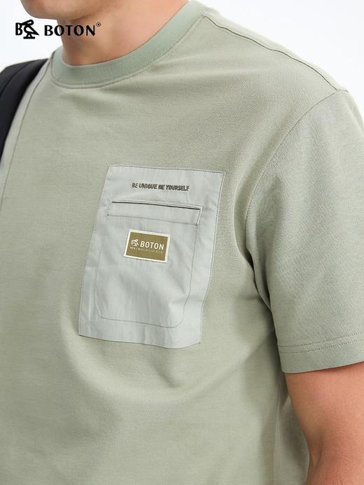 波顿夏季男士冰爽短袖t恤美式休闲设计感小众高端上衣MT009224 商品图4