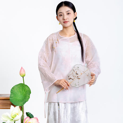 2024新款烧花斜襟防晒斜襟上衣B240972 商品图4