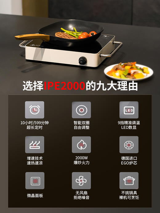 德国米技Mij台式辐热炉电陶炉I升级款白色家用定时静音大功率2000w 商品图5