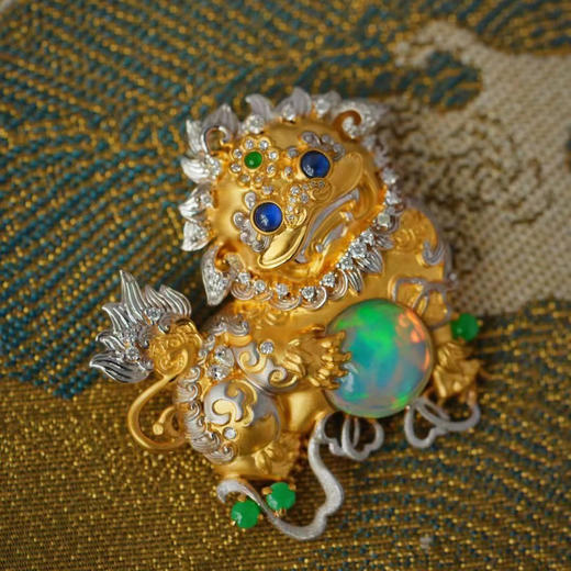 龢盒原创 有球必应，招财瑞狮胸针吊坠二用 商品图3